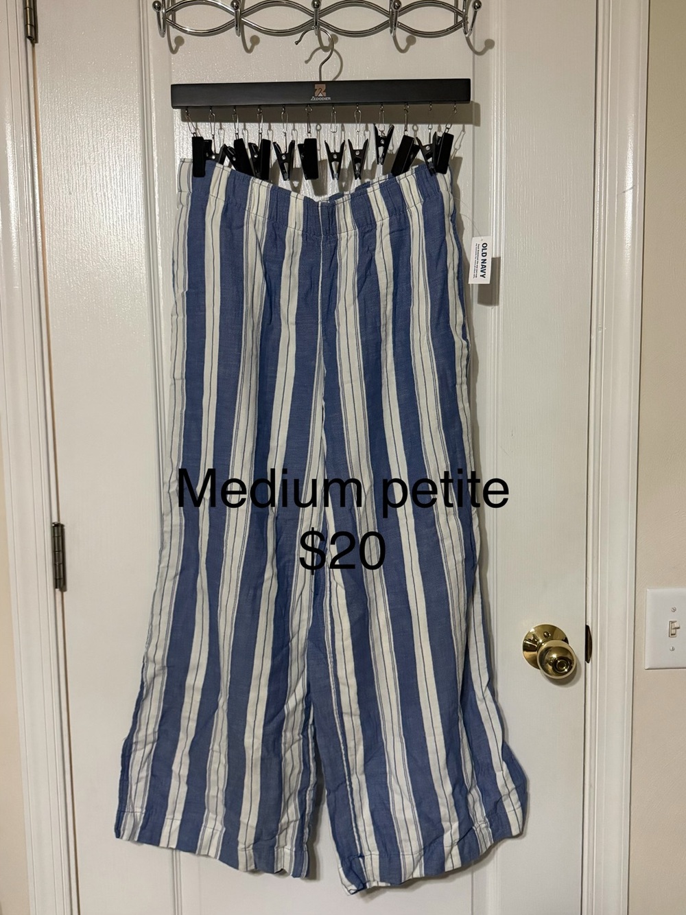 Old Navy Navy and White Vertical Stripe Wide-Leg Kids Pants